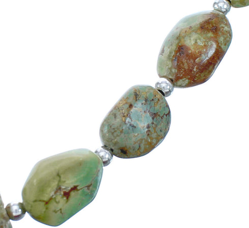 Native American Kingman Turquoise Sterling Silver Bead Necklace JX121510